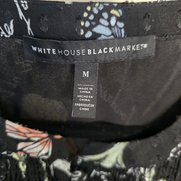 White House Black Market Black Floral Long Sleeve Dress - Picture 9 of 10